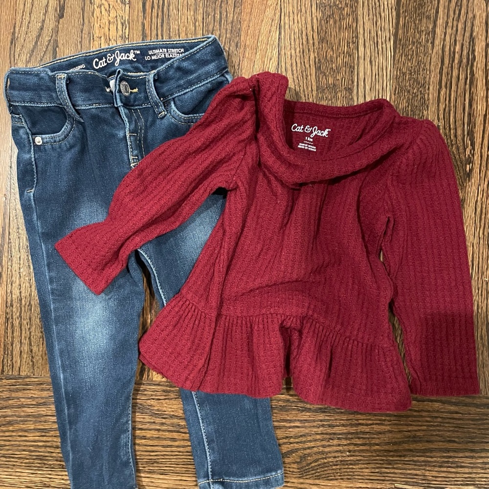 Cat and Jack Long Sleeve Thermal and Jeans